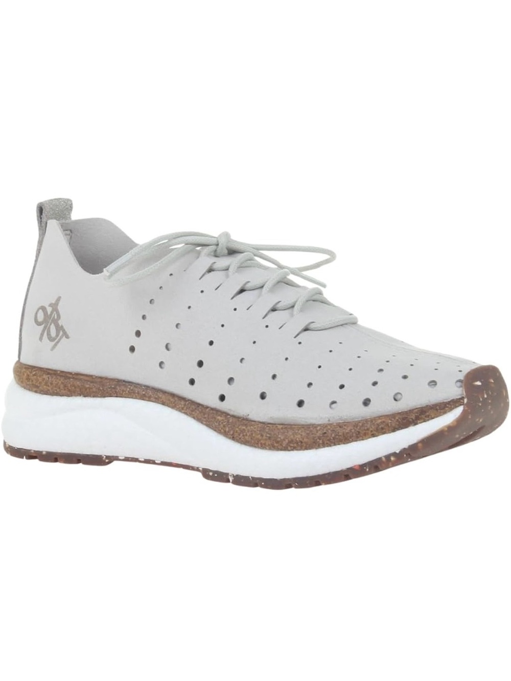 OTBT Women’s Light Gray Perforated Lace-Up Sneaker with Cork Accent